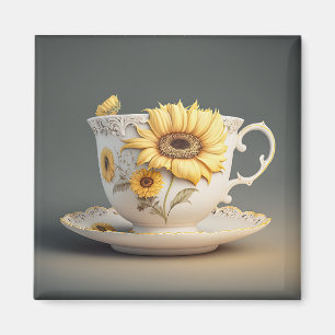 Sunflower Teacup Magnet
