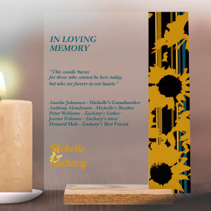 Sunflower Teal Blue Gold Modern Wedding Memorial  Acrylic Sign