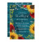 Sunflower Teal Burgundy Rose Rustic Wood Wedding
