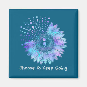 Sunflower Teal Purple Ribbon Suicide Prevention Aw Magnet