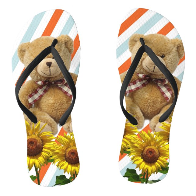 Sunflower Teddy Bear Flip Flops (Footbed)