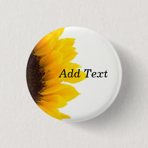 Sunflower template, bold text print 3 cm round badge