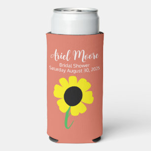 Sunflower Terracotta Floral Bridal Shower Seltzer Can Cooler