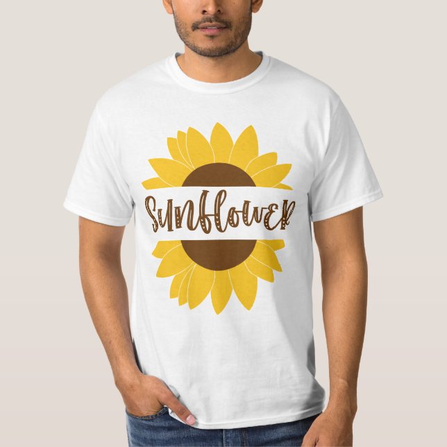 Sunflower Text in Bloom Art T-Shirt (Front)