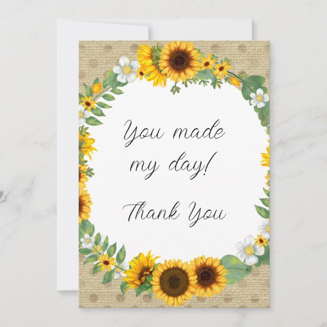 Sunflower Thank You Card (Front)