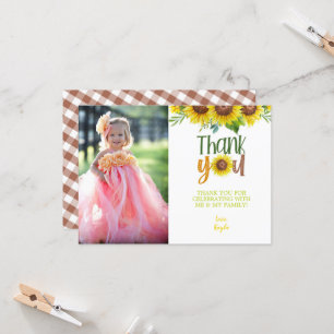 Sunflower Thank You Card with Photo