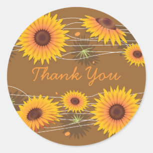 Sunflower Thank You Classic Round Sticker
