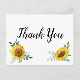 Sunflower Thank You Notes Postcard