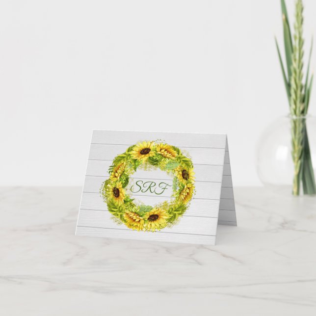 Sunflower Thank You or Blank Note Card (Front)