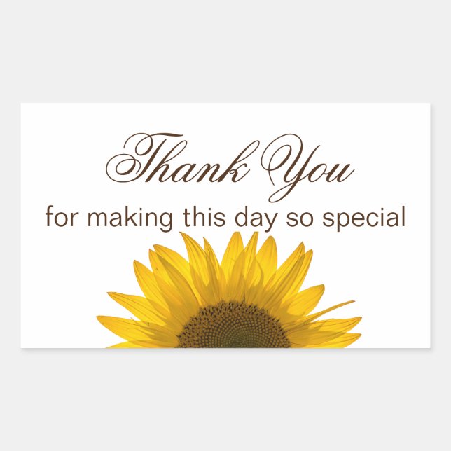 Sunflower Thank You Rectangular Sticker (Front)