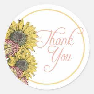 Sunflower Thank You Stickers