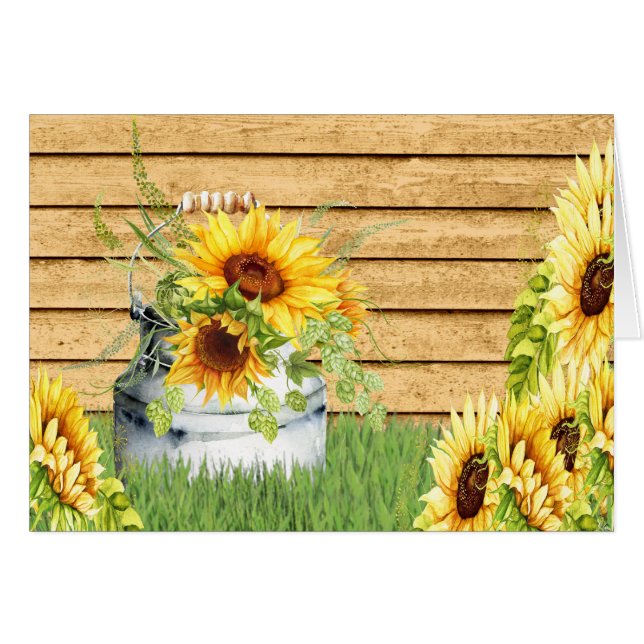 Sunflower Thank You, Thinking of You or Blank Note (Front Horizontal)