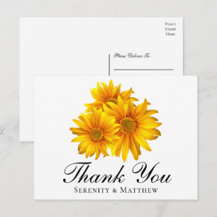 Sunflower Thank You Yellow Floral Wedding Postcard
