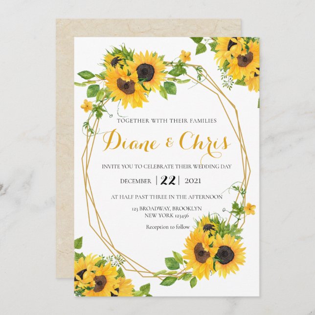 Sunflower Theme Invitation (Front/Back)