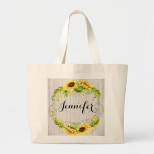 Sunflower Theme Large Tote Bag