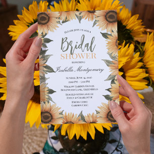 Sunflower Theme Rustic Bridal Shower Invitation