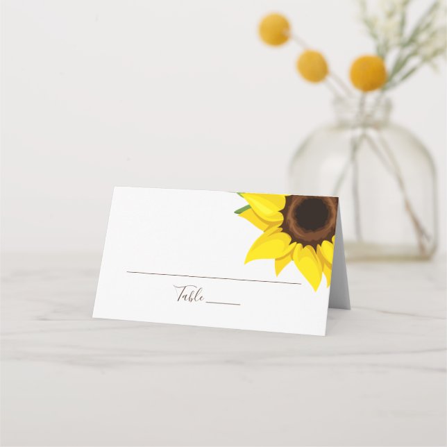 Sunflower Themed Guest Place Table Card (Front)