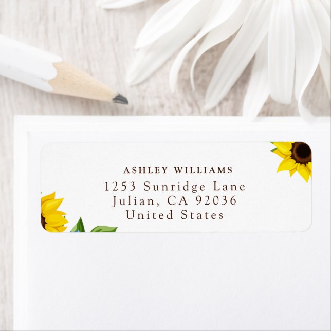 Sunflower Themed Return Stickers (Insitu)