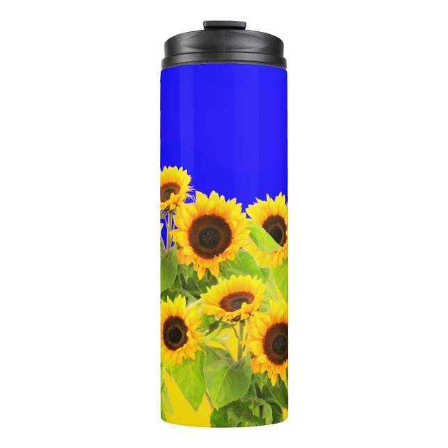 Sunflower Thermal Tumbler with Ukraine Flag Colour (Front)
