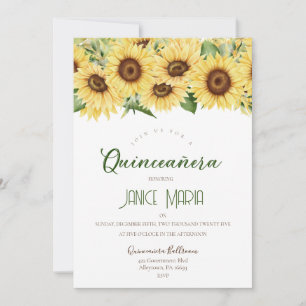 Sunflower Tiara Quinceañera Invitation