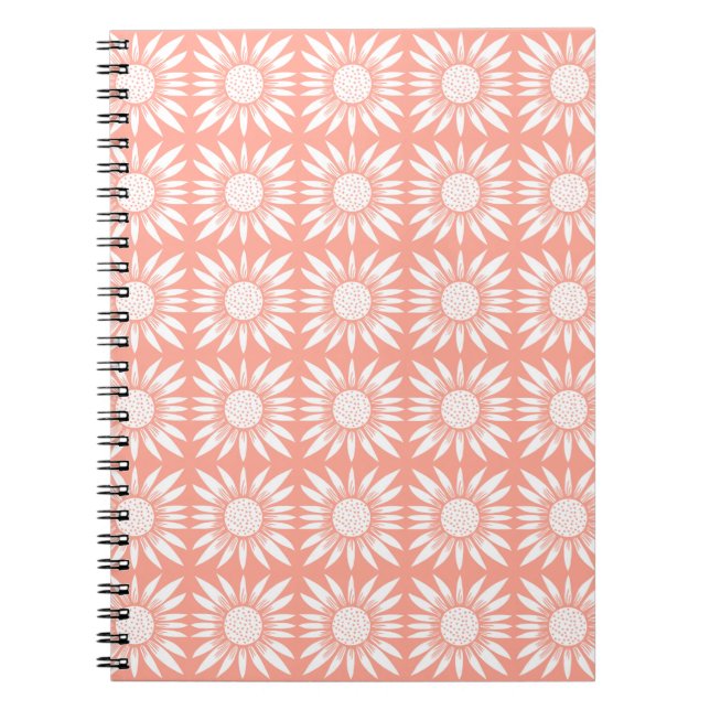 Sunflower Tile Pattern Pink White Notebook (Front)