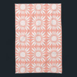 Sunflower Tile Pattern Pink White Tea Towel<br><div class="desc">Decorate your kitchen with this cool art towel. Makes a great housewarming,  birthday or wedding gift! 
You can customise it and add text too.
Check my shop for lots more colours and patterns!</div>