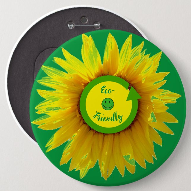 Sunflower Trendy Green Eco-Friendly  6 Cm Round Badge (Front & Back)