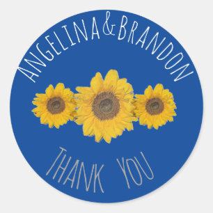 Sunflower  trio for weddings - Thank you Classic Round Sticker