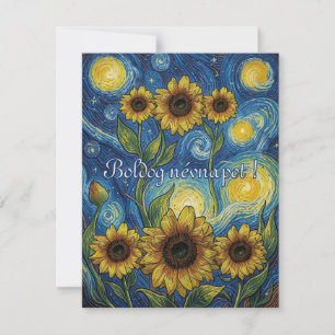 Sunflower trio  in a tarry night  name day card