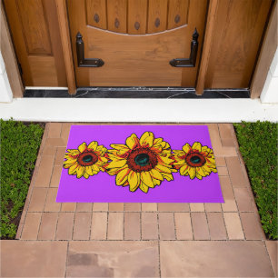  Sunflower  trio - in purple -poart Doormat