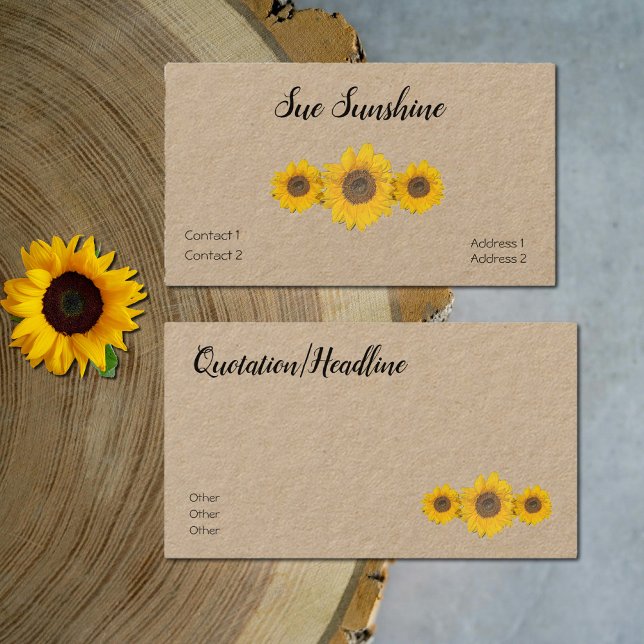 Sunflower trio  in  rustic Kraft paper Business Card (Creator Uploaded)
