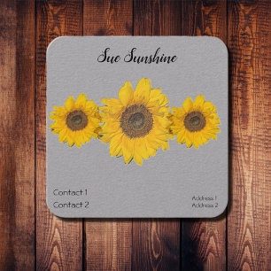 Sunflower trio in rustic Kraft paper Square Business Card
