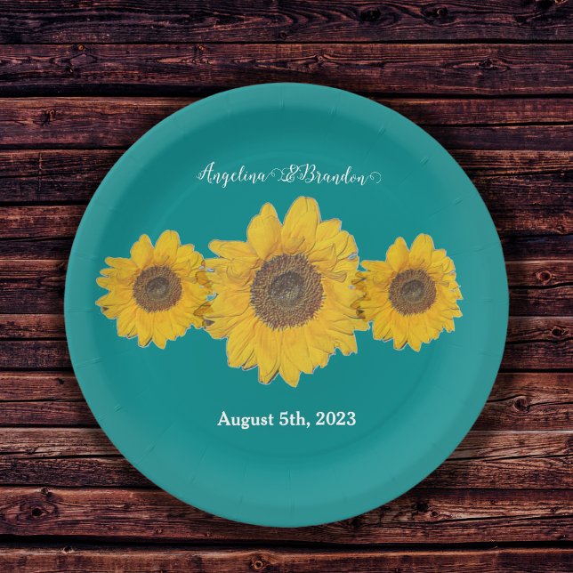 sunflower trio no3 for weddings paper plate (Creator Uploaded)