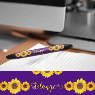 Sunflower trio no 2 -personalised black ink pen