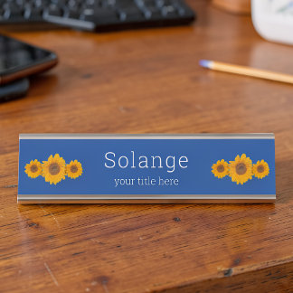 Sunflower trio -personalised desk name plate