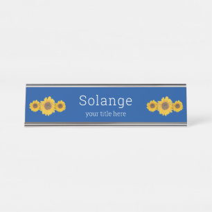 Sunflower trio -personalised desk name plate