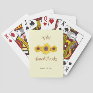 Sunflower trio- personalized wedding favor playing cards