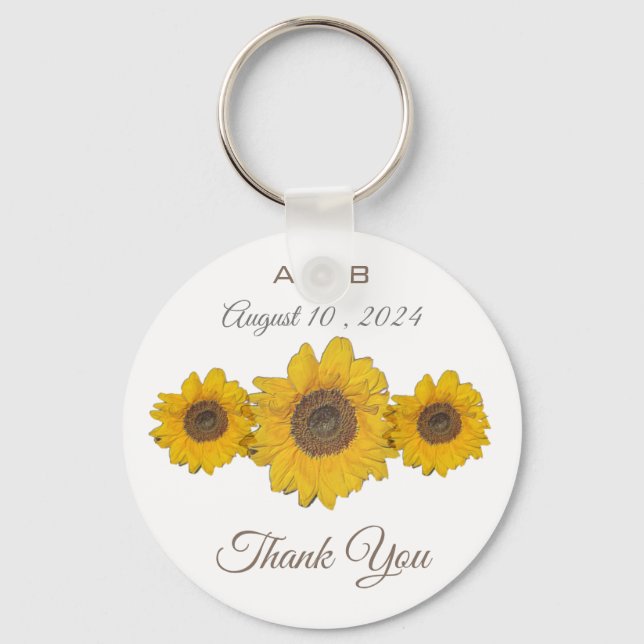 Sunflower trio - wedding favours key ring (Front)