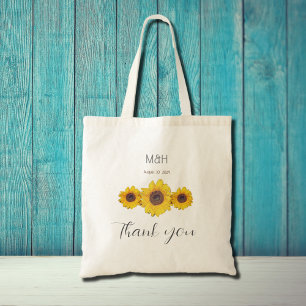 sunflower trio  -  wedding Thank you   Tote Bag