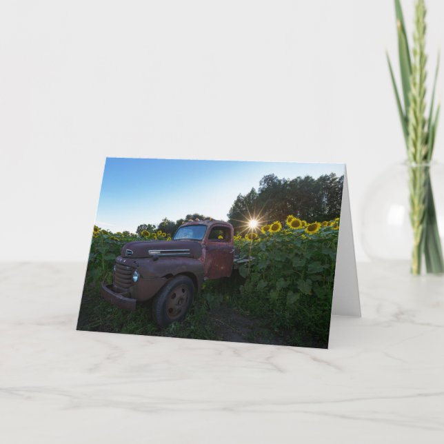 Sunflower Truck Sunshine Blank Note Card (Front)