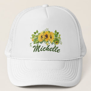 Sunflower Trucker Hat with customisable name