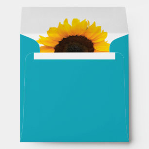 Sunflower Turquoise Personalised Square Envelope
