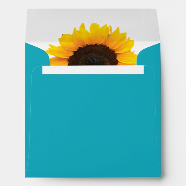 Sunflower Turquoise Personalised Square Envelope (Back (Bottom))