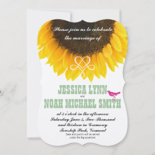 Sunflower Typography Modern Wedding Invitation