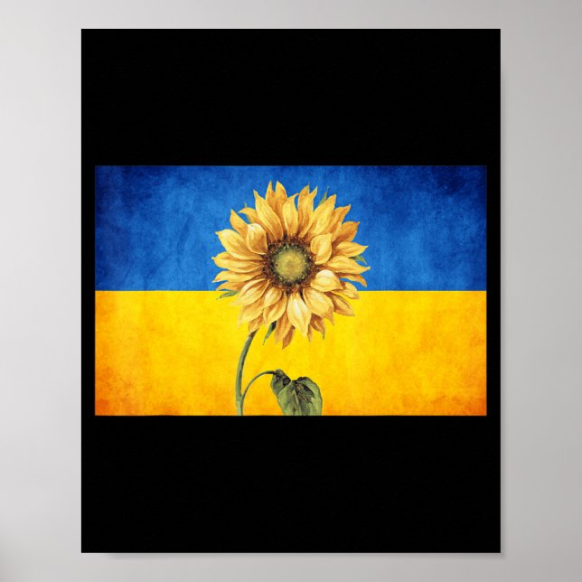 Sunflower Ukraine Ukrainian Flag Vintage Stand Wit Poster (Front)