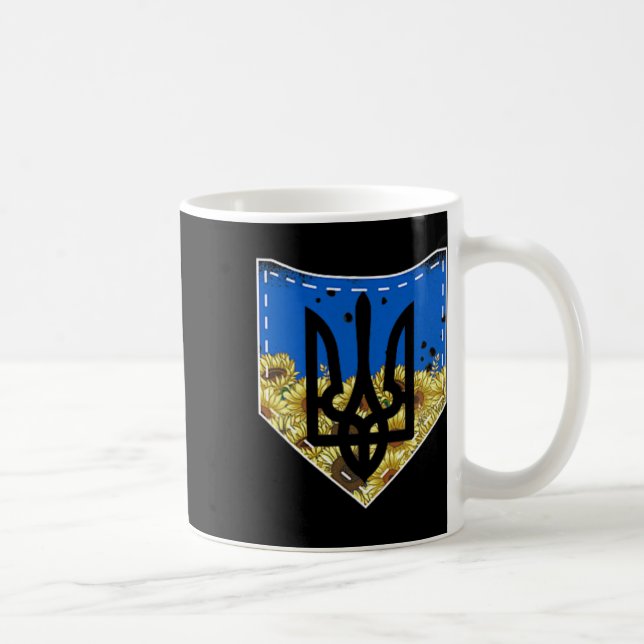 Sunflower Ukrainian Flag And Trysub Pocket Tee Flo Coffee Mug (Right)
