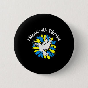 Sunflower Ukrainian Flag Dove Ukraine I Stand With 6 Cm Round Badge