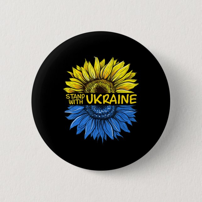 Sunflower Ukrainian I Stand With Ukraine Love Ukra 6 Cm Round Badge (Front)