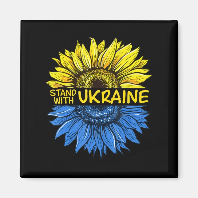 Sunflower Ukrainian I Stand With Ukraine Love Ukra Magnet (Front)