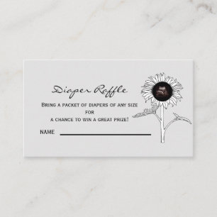 Sunflower Ultrasound Grey Diaper Raffle Enclosure Card